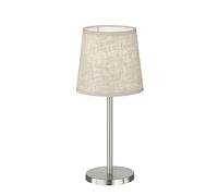Fischer & Honsel Lampe de table Rimini | Nickel mat | Abat-jour en tissu couleur sable lin | H: 30 cm, D: 14 cm | avec interrupteur à cordon | 1 x E14 max. 25 W sans ampoule