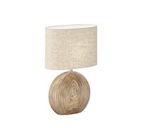 Fischer & Honsel | Lampe de table Tobse | Couleur bois | Abat-jour en tissu et lin couleur sable | L : 34 cm, l : 17 cm, H : 53 cm | avec interrupteur à cordon | 1 ampoule E27 max. 40 W | 50608