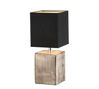 Fischer & Honsel Ouro 50668 Lampe de table, couleur bronze antique, abat-jour en tissu chintz/intérieur doré, L : 14 cm, l : 14 cm, H : 35 cm, avec interrupteur à cordon, 1 ampoule E14 max. 25 W sans