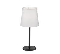 Fischer & Honsel Rimini Lampe de table, noir sable, mat, abat-jour en tissu chintz blanc, hauteur : 30 cm, diamètre : 14 cm, avec interrupteur à cordon, 1 ampoule E14 max. 25 W sans ampoule