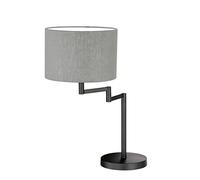 Fischer & Honsel Rota Lampe de table avec abat-jour réglable en lin, 1 douille E27, sable, gris et blanc, hauteur : 55,5 cm, Ø 30 cm