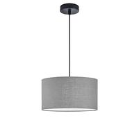 Fischer & Honsel Teramo 60954 Suspension en lin gris avec abat-jour en tissu Noir sable Ø 38 cm