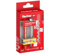 fischer HybridPower 10 x 90 FUS, chevilles pour une capacité de charge et une sécurité maximales, montage simple sans outil de pose, universel pour matériaux creux et pleins, maçonnerie, béton, sûr