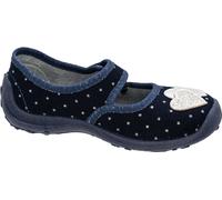 Fischer Kinder Hausschuh Mädchen Mary Jane Ballerina Application cœur 642371, Taille:35 EU, Couleur:Bleu