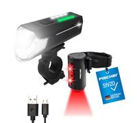 Fischer Bikes Kit d'éclairage de vélo LED – Avant et arrière, rechargeable USB – Noir
