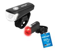 Fischer Kit d'éclairage LED pour vélo – Petite boîte – Protection contre les éclaboussures – Noir