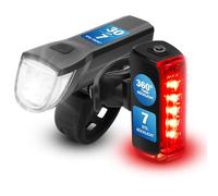 Fischer Kit d'éclairage LED Twin pour vélo avec éclairage de Sol innovant à 360° pour Plus de visibilité et de Protection, feu Avant