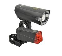 Fischer Kit d'éclairage pour vélo 12 lux - Kit d'éclairage à Batterie - Feu Avant et arrière - Protection Contre Les Projections d'eau Selon IP44 - Homologué StVZO - Noir