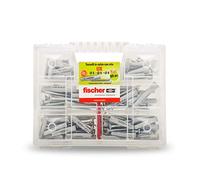 Fischer Kit UX, 544257 Coffret 80 chevilles UX avec vis assorties pour fixation sur mur plein, brique perforée, cloison sèche, 544257