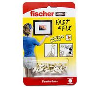 Fischer Crochets de base Fast & Fix – Lot de 12, fixation sans trous, 8 kg, réutilisable, blanc