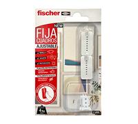 fischer - Lot de 2 tableaux fixes réglables - Pour accrocher des tableaux sans clous ni trous - Réglable jusqu'à 1,5 cm - Jusqu'à 4 kg avec 2 crochets - Idéal pour le plâtre, les cloisons sèches et le