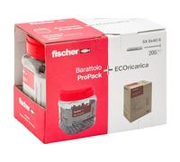 Fischer Lot de 200 chevilles SX 8 x 40 cm avec vis, avec bocal + ECORecharge