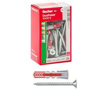 Fischer Befestigungssysteme Chevilles DuoPower avec vis 10 x 50 mm – Lot de 25 pour mur plein
