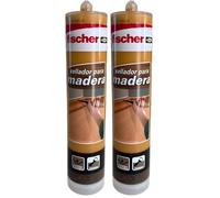 Fischer - Mastic d'étanchéité pour bois, adhésif et vernis élastique et flexible, sans silicone ni solvant, idéal pour le travail du bois, 300 ml (Lot de 2)