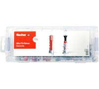 fischer Mini FixTainer DuoLine, lot de 77 chevilles universelles DuoPower et chevilles pour plaques de plâtre DuoBlade dans une boîte pratique, kit universel pour les applications les plus courantes