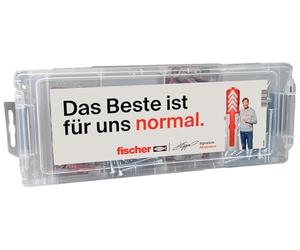 fischer Mini FixTainer Jürgen Klopp Signature Box avec 80 chevilles DuoPower (50 pièces 6 x 30, 30 pièces 8 x 40) et 80 vis, kit universel pour fixation avec compétition