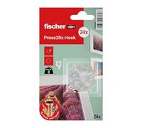 fischer - Pack de 24 Crochets Muraux pour Fixer d'un Coup de Pouce vos Objets Légers - Tableaux, Décorations, sans Outils, Alternative aux Clous et Vis