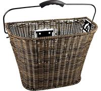 Fischer Panier Avant de vélo | Amovible | Sécurité Anti-basculement et Anti-Rotation | Angle réglable | Charge maximale : 5 kg | Tressé | Marron