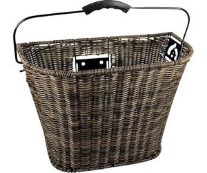 Fischer Panier Avant de vélo | Amovible | Sécurité Anti-basculement et Anti-Rotation | Angle réglable | Charge maximale : 5 kg | Tressé | Marron