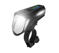 FISCHER Phare Avant LED pour vélo 110 lux, avec Mode capteur, réglage de la portée Lumineuse, jusqu'à 20 Heures d'autonomie, Noir, 1 pièce