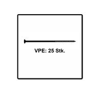 Fischer Power-fast Ii Fpf Ii Vis À Bois Aggloméré 6,0x280 Mm - Tête Fraisée À Empreinte Torx - Filetage Partiel - Zingué Blanc - Bleu Passivé, 25 Pcs. ( 670472 )