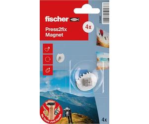 fischer Press2Fix Lot de 4 crochets magnétiques à fixer sur plaque de plâtre et bois tendre