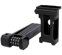FISCHER Protec FN85 Cadenas pliable pour vélo avec 4 chiffres 10 000 combinaisons de chiffres et barres recouvertes de plastique avec support et bandes Velcro antidérapantes 85 cm de long