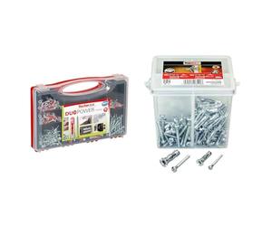 Fischer Redbox DuoPower + Vis & Molly M71020X-XJ Seau de 100 Chevilles, Gris