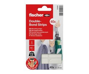 fischer - Ruban Adhésif Double Face Transparent Pré-Découpé pour Coller Rapidement, Pack de 40 Bandes Adhésives de 22 mm x 36 mm Facilement Amovibles