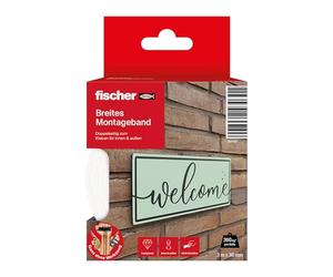 Fischer Ruban adhésif large de 3 m x 38 cm - Double face et solide - À suspendre sans perçage - Répartition optimale de la charge - Pour miroirs, images, décoration, crochets et bien plus encore
