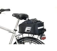 Fischer Sacoche 2 en 1 pour Porte-Bagages, bandoulière réglable, avec Bandes réfléchissantes et Sangles pour Fixation du Casque, Pompe, etc., utilisable comme Sac à Dos, capacité de Charge 3 kg, Noir