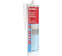 Fischer Silicone acétique multifonction noir SAM 280 ml, scellant anti-moisissure pour verre, aluminium, émail, céramique, convient pour salle de bain et cuisine, 9352