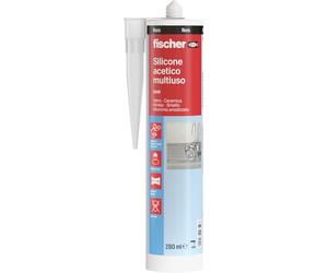 Fischer Silicone acétique multifonction noir SAM 280 ml, scellant anti-moisissure pour verre, aluminium, émail, céramique, convient pour salle de bain et cuisine, 9352