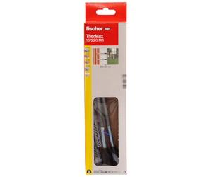 fischer Système de montage à distance TherMax 10/220 M6 (2) pour matériaux isolants, chevilles isolantes pour la fixation de charges légères dans les systèmes composites d'isolation thermique, avec