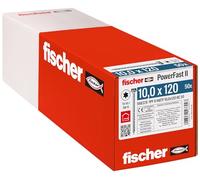 fischer - Tirefond PowerFast FPF II HWTF 10,0x120 revêtement zingué, Filetage Total, tête hexagonale avec Empreinte Torx/Boîte de 50