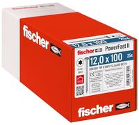 fischer - Tirefond PowerFast FPF II HWTF 12,0x100 revêtement zingué, Filetage Total, tête hexagonale avec Empreinte Torx/Boîte de 25