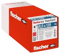 fischer - Tirefond PowerFast FPF II HWTF 8,0x120 revêtement zingué, Filetage Total, tête hexagonale avec Empreinte Torx/Boîte de 50