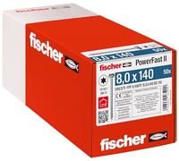 fischer - Tirefond PowerFast FPF II HWTF 8,0x140 revêtement zingué, Filetage Total, tête hexagonale avec Empreinte Torx/Boîte de 50
