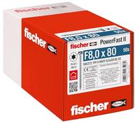 fischer - Tirefond PowerFast FPF II HWTF 8,0x80 revêtement zingué, Filetage Total, tête hexagonale avec Empreinte Torx/Boîte de 50