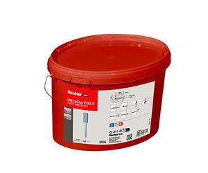 fischer UltraCut FBS II 6 x 35 M8/M10 avec raccord fileté intérieur, seau pratique avec 240 vis à béton puissantes, pour fixation dans les domaines sanitaire, chauffage et climatisation, gvz
