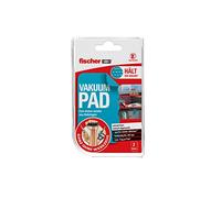 fischer VAKUUM PAD Lot de 2 tampons adhésifs bleus antidérapants pour fixation sans perçage de meilleure ventouse ultra forte adhérence rectangulaire