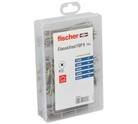 fischer - Valisette Profi-Box de 110 vis galvanisées Jaunes pour Bois aggloméré, tête fraisée, Empreinte Phillips PZ