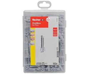 fischer - Valisette Profi-Box de 132 pièces Chevilles à Expansion et Multi-matériaux SX Plus (60 SX Plus 6x30, 60 SX Plus 8x40, 12 SX Plus 10x50) avec vis