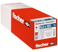 fischer - Vis de charpente PowerFast FPF II CTP 8,0x180 revêtement zingué, Filetage partiel, tête fraisée avec Empreinte Torx/Boîte de 50