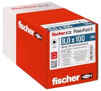 fischer Vis à bois fischer PowerFast II 8,0x100 à tête fraisée étagée TX TG acier galavanisé, passivée bleu Quantité:50