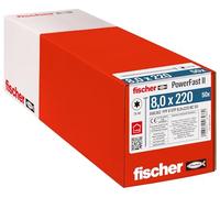Fischer 566362 PowerFast II Vis à bois à tête fraisée 8 mm 220 mm à denture intérieur multiple acier étamé par galvanisation 50 pc(s)
