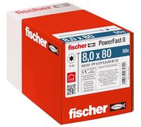Fischer - Vis de charpente PowerFast FPF II STP 8,0x80 revêtement zingué, Filetage partiel, tête fraisée Plate avec Empreinte Torx/Boîte de 50
