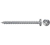 fischer - Vis PowerFast FPF II PZF 4,0x40 à Tête cylindrique bombée, empreinte PZ, zingué blanc, filetage total - Boîte de 200 Gris