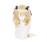 Fischl Cosplay Wig Game Genshin Impact Fischl Blonde Twin Ponytails Synthetic Hair Heat Resistant + Bowknot