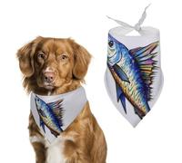 Fish Art Bandana triangulaire pour chien en polyester lavable pour chiens et chats de taille moyenne et grande